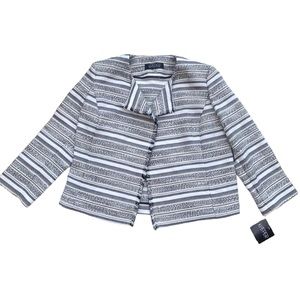 NWT Kasper Wool Blend Black & White Stripe Blazer Womens S
